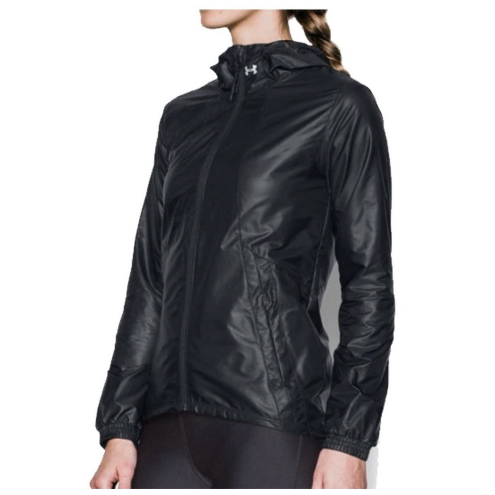 RRP £79.99 Under Armour UA Storm Black Hooded Windbreaker Jacket Women’s XL